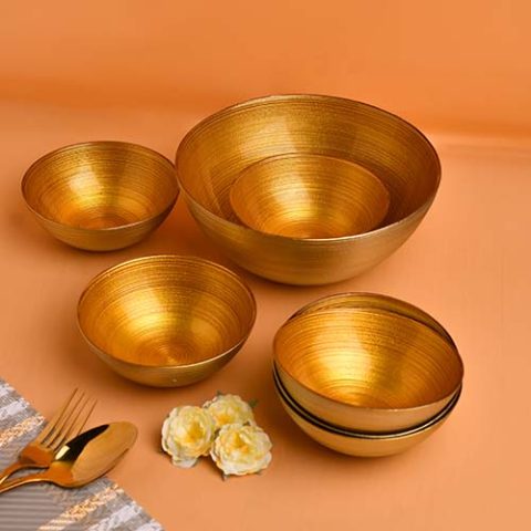 Glass bowl 7 PC set Gold painted