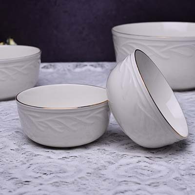 Qualitier Bowl Cream with Gold line 12 CM (small) Set of 2
