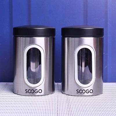 Jar clear window Round Silver 1000 ML Set of 2