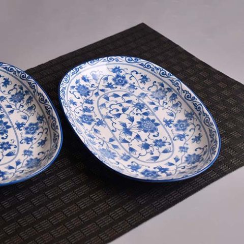 Serving platter Large blue floral print