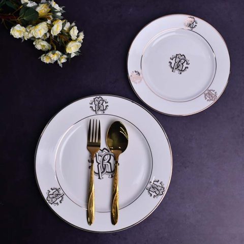 7 pc snack set with Luxury Logo design White