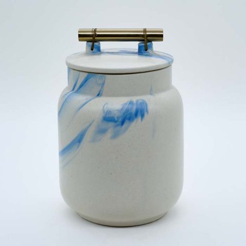 AART Handmade Terracotta Storage jar White and Blue