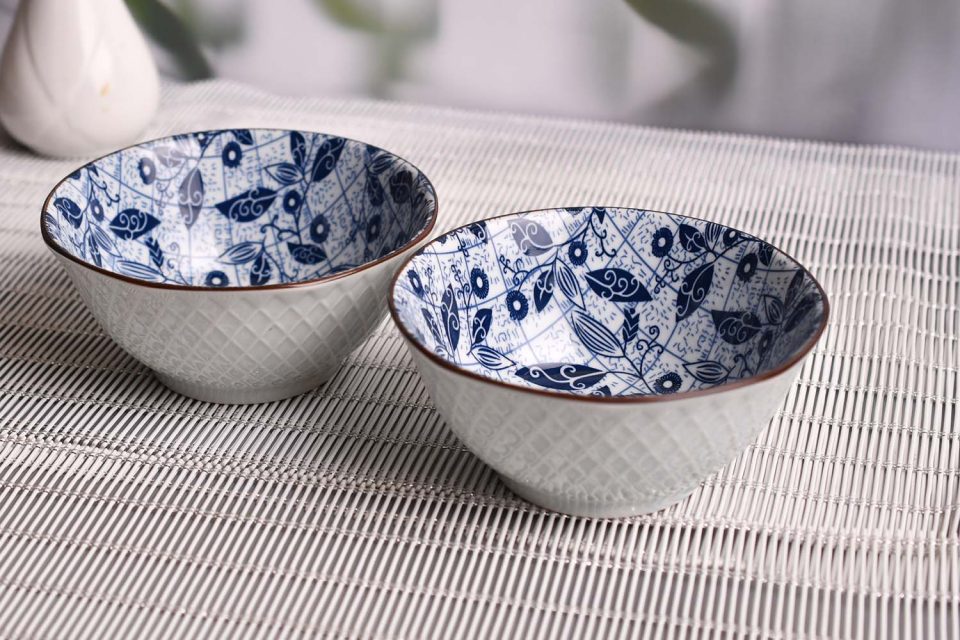 Bowl with floral print Blue 12 CM - photo 2