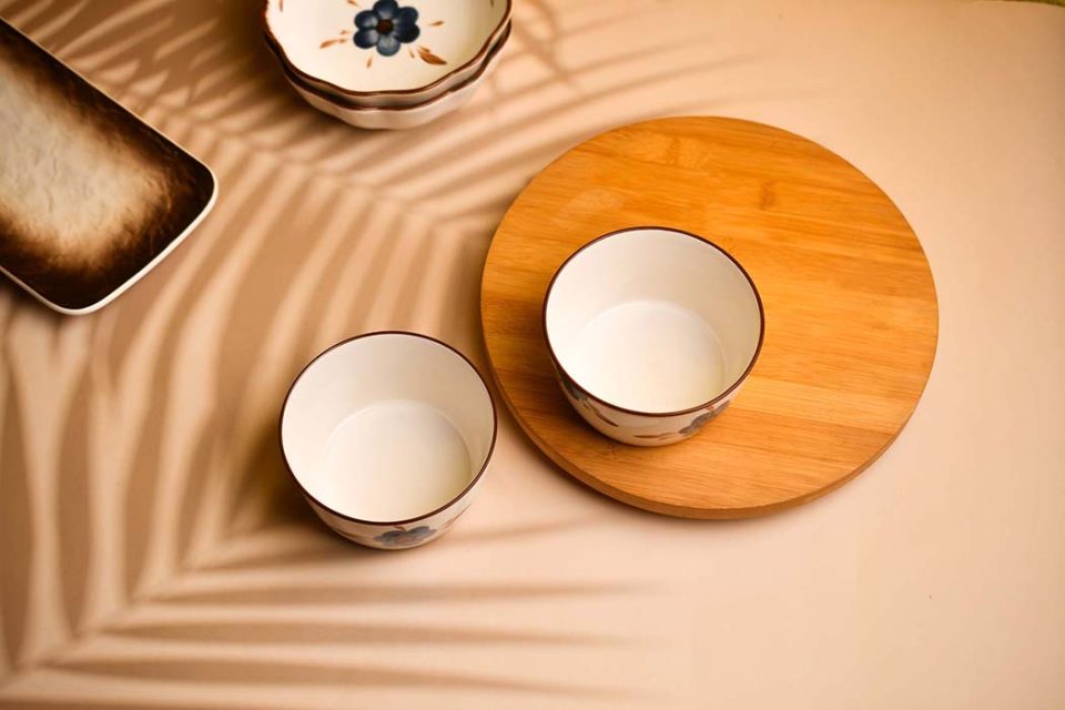 Ceramic Bowl | Medium | with Blue flower print (1260-12) - photo 2