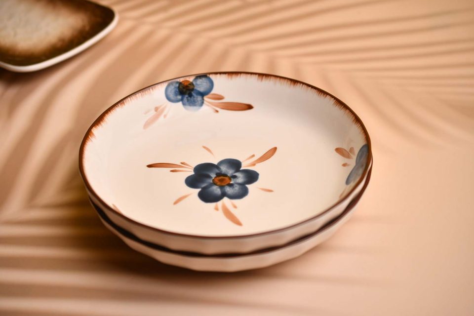 Ceramic Bowl with Blue flower print - photo 1