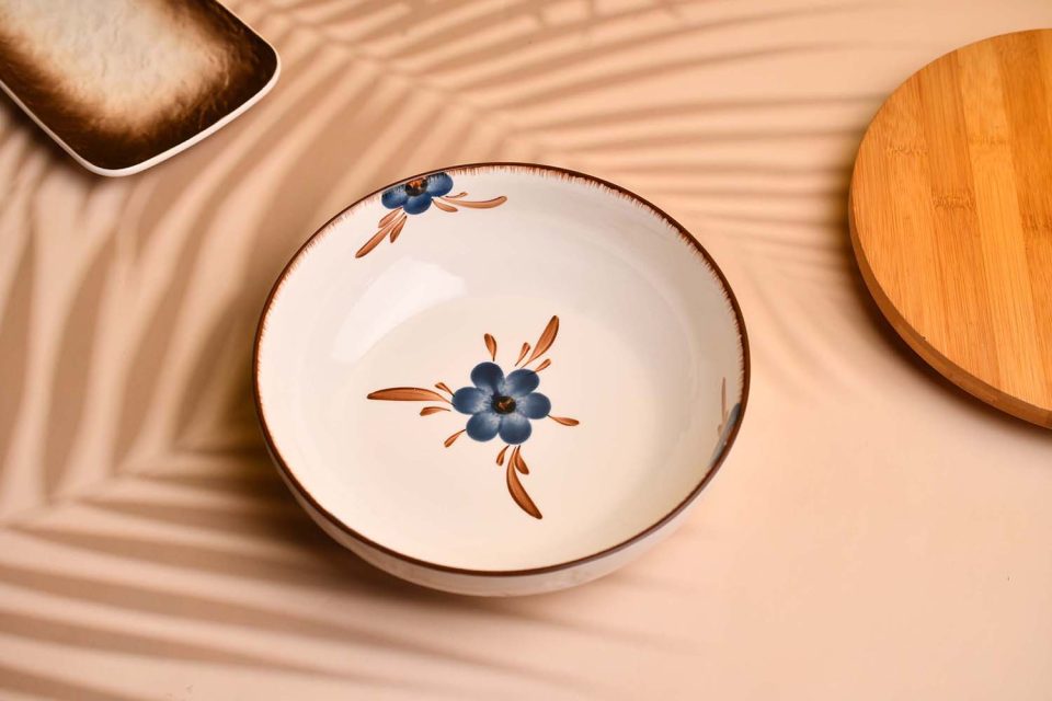 Ceramic Bowl with Blue flower print - photo 2