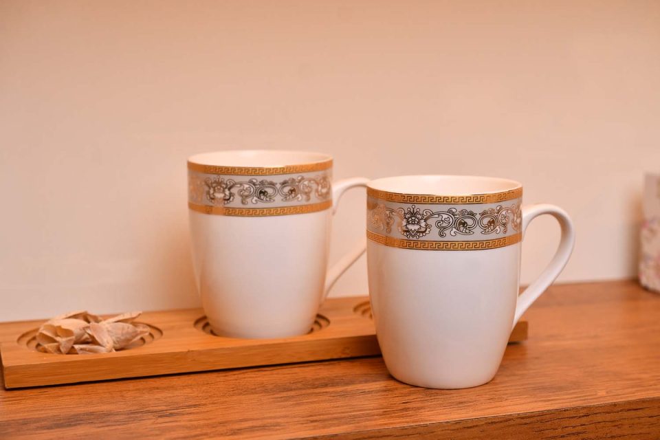 Vigneto Gold and Grey Coffee Mug Set | Includes 2 mugs, each wit - photo 1