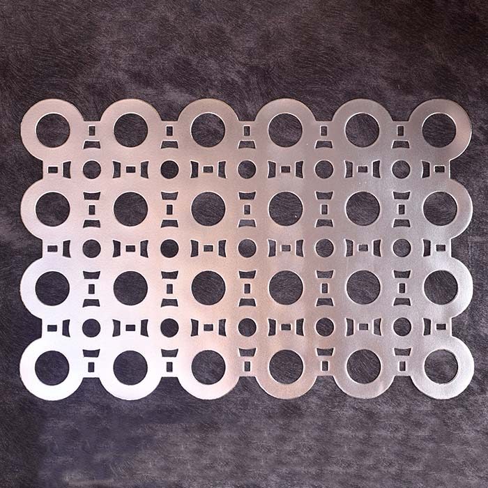 Designer Table mats PU Leather , circle pattern , Silver (Set of - photo 2