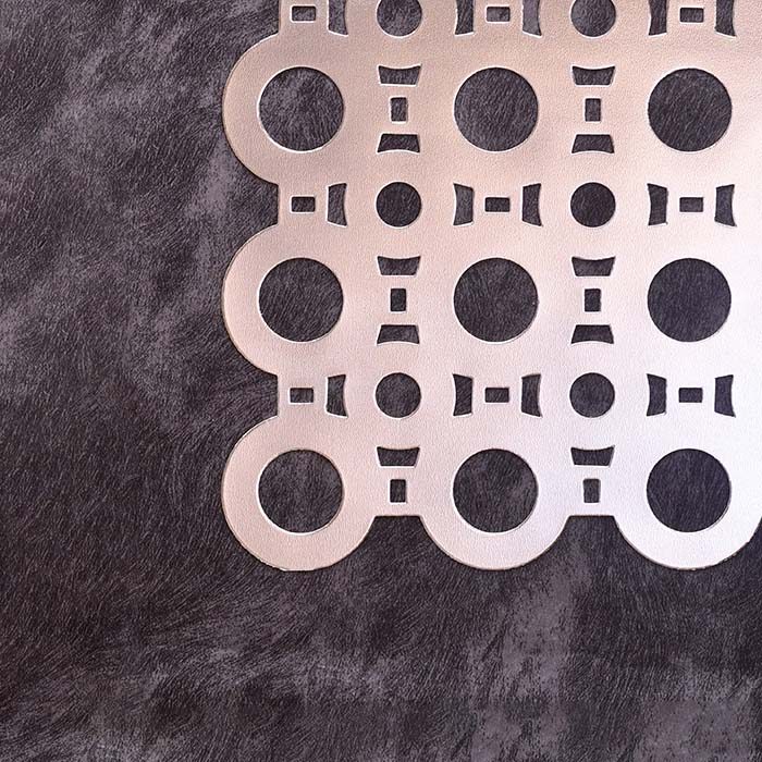 Designer Table mats PU Leather , circle pattern , Silver (Set of - photo 3