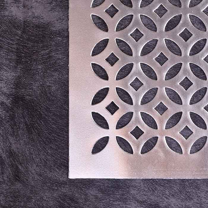 Designer Table mats PU Leather , Flower pattern , Silver (Set of - photo 3