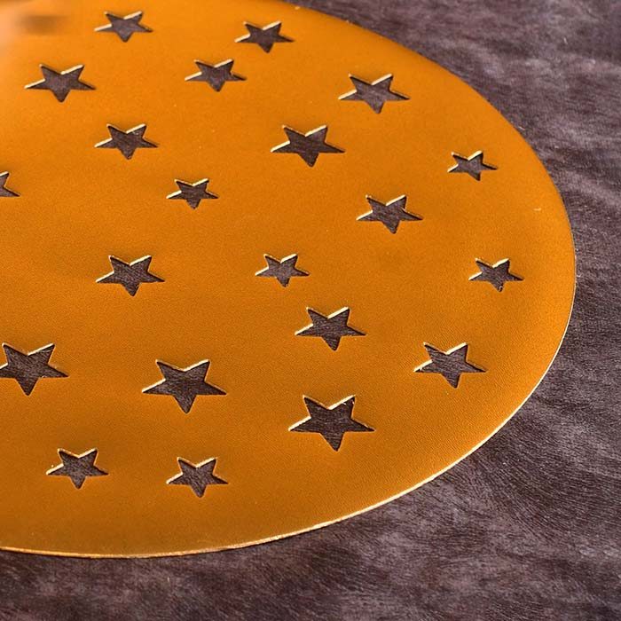 Designer Table mats PU Leather , Star pattern , Gold (Set of 6) - photo 3
