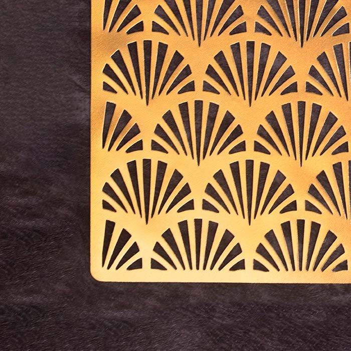 Designer Table mats PU Leather , Semi circle pattern , Gold (Set - photo 3