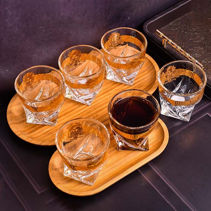 Whiskey glass crytal Luxury logo in Gold (set of 6) - photo 3
