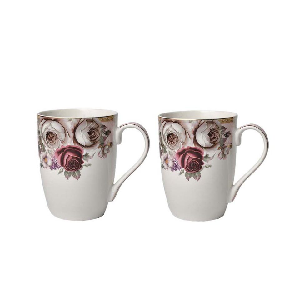 Vigneto Floral Rose Garden Gold Coffee Mug Set | Includes 2 mugs - photo 4
