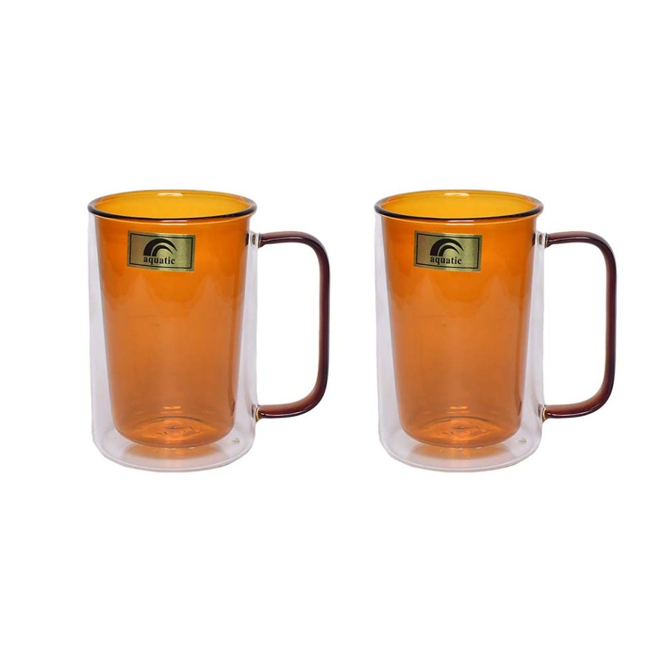 AQUATIC double wall coffee mug | set of 2 | Orange - photo 3