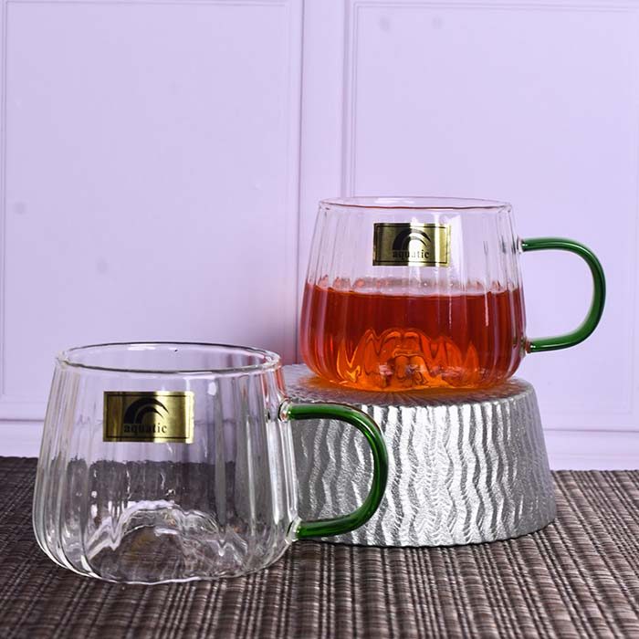 AQUATIC Tea cup | Green handle | Set of 2 - photo 1
