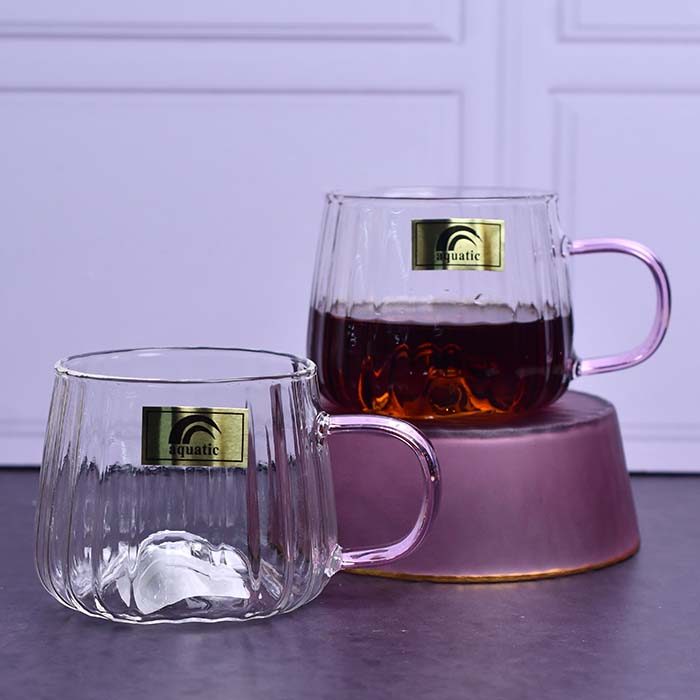 AQUATIC Tea cup | Pink handle | Set of 2 - photo 1