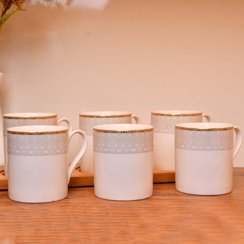 Vigneto Celestial Grey+White+Gold Coffee Mug Set | Includes 6 mu - photo 1