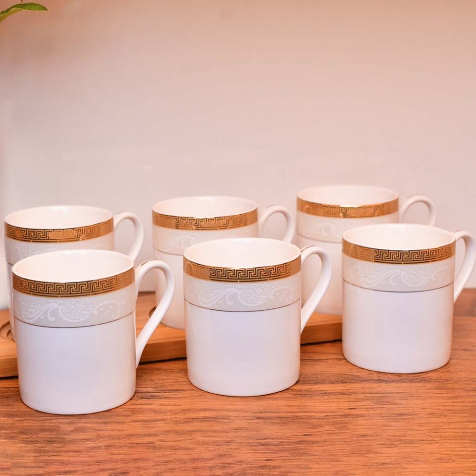 Vigneto Celestial White+Gold Coffee Mug Set | Includes 6 mugs, e - photo 1