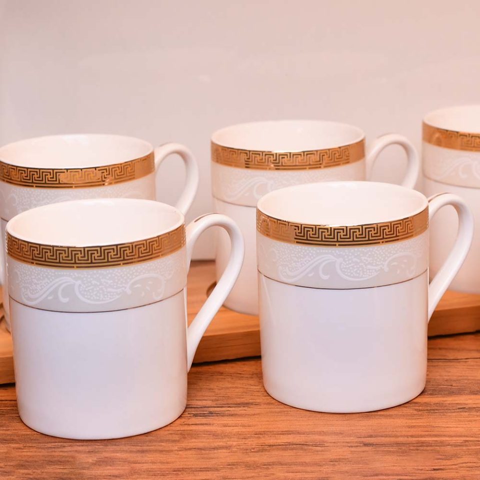 Vigneto Celestial White+Gold Coffee Mug Set | Includes 6 mugs, e - photo 2