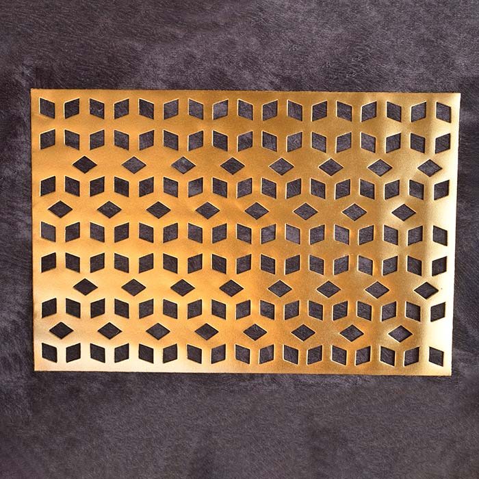Designer Table mats PU Leather , Square pattern , Gold (set of 6 - photo 2