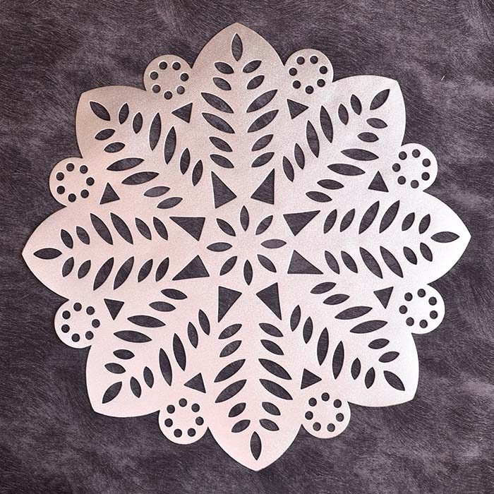 Designer Table mats PU Leather , Flower Shape , Silver (set of 6 - photo 2