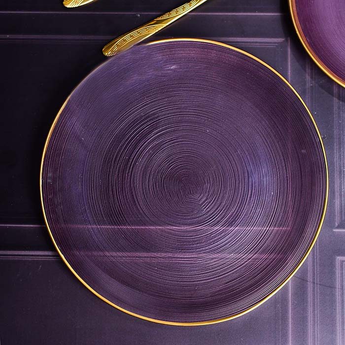 Plate set Purple with Gold line set of 7 - photo 4