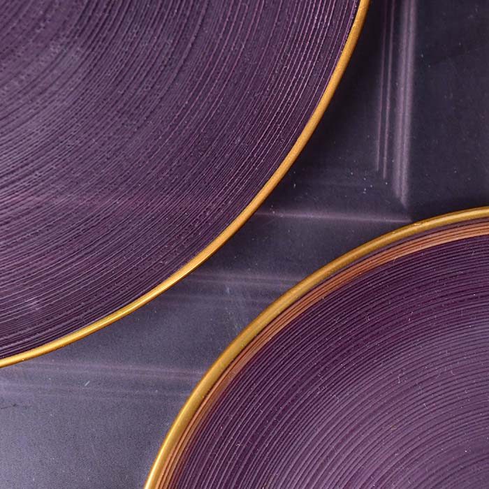 Plate set Purple with Gold line set of 7 - photo 3