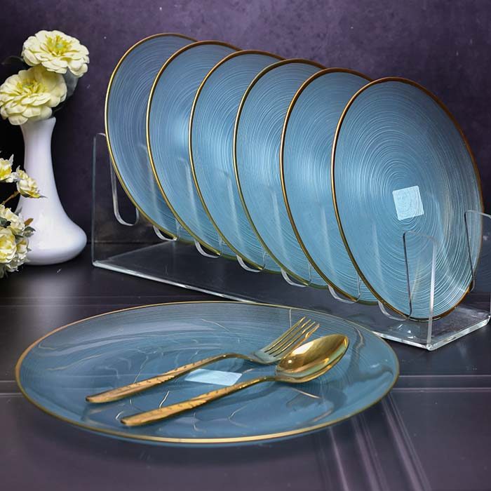 Plate set Light blue with Gold line set of 7 - photo 2