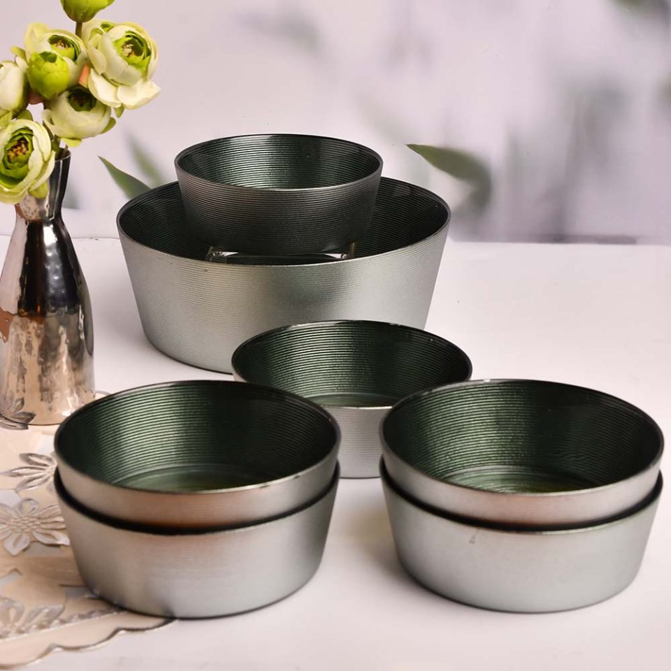 Glass bowl 7 PC set | Blue | - photo 1