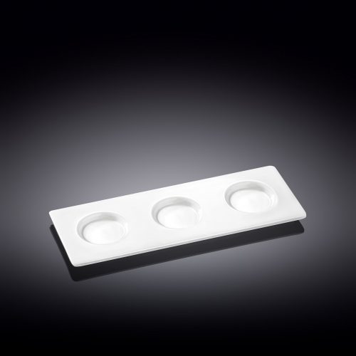 WILMAX fine porcelain 3 cup Tray White 10 X 3.5 INCH 26 X 9 CM