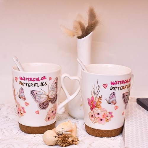 Ceramic Mug with spoon ROSE Butterfly 360 ML - photo 2