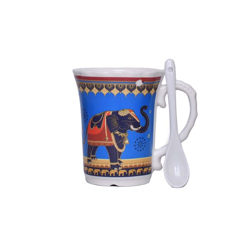 Ceramic Mug with spoon BLUE 420 ML - photo 4