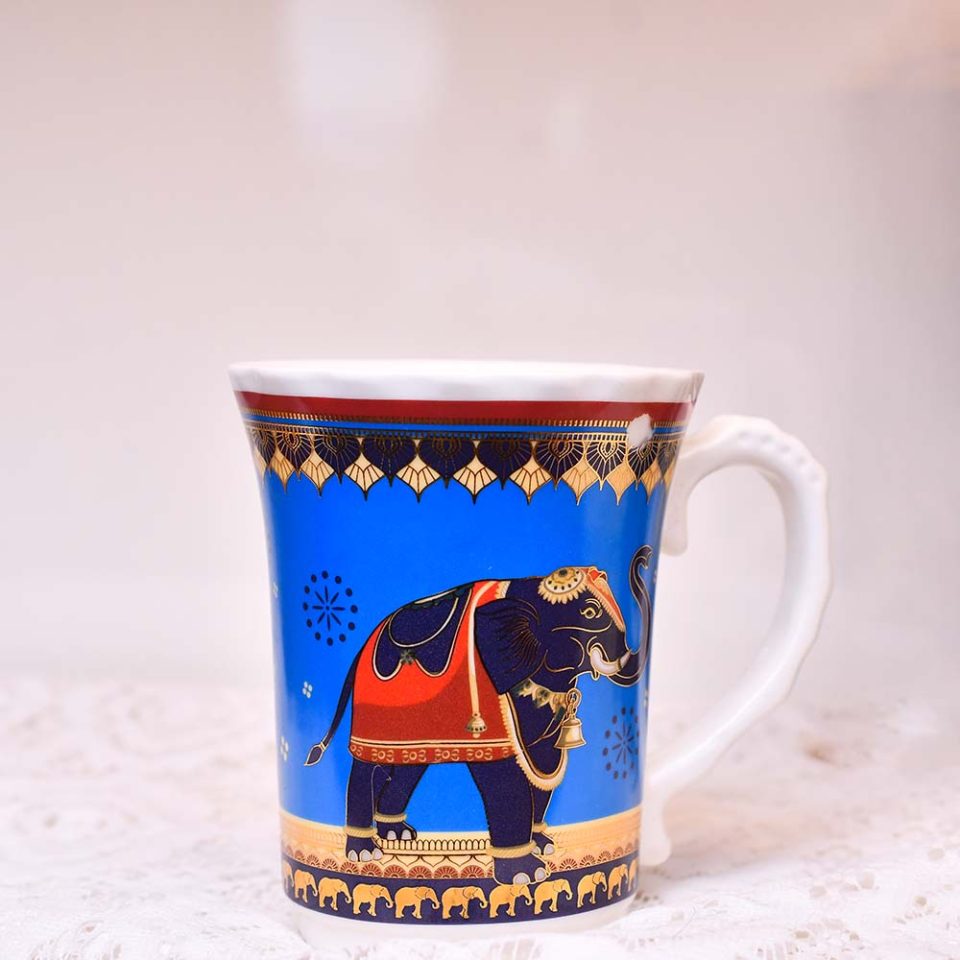 Ceramic Mug with spoon BLUE 420 ML - photo 1