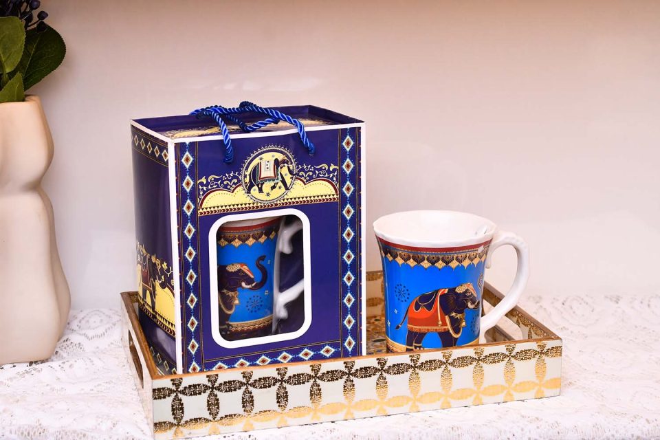 Ceramic Mug with spoon BLUE 420 ML - photo 3