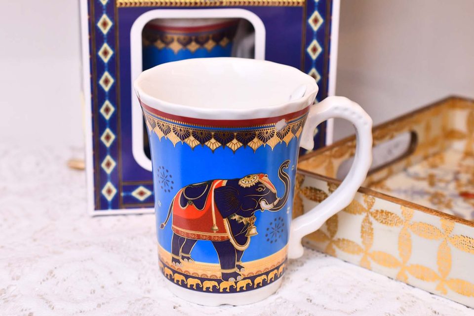 Ceramic Mug with spoon BLUE 420 ML - photo 2