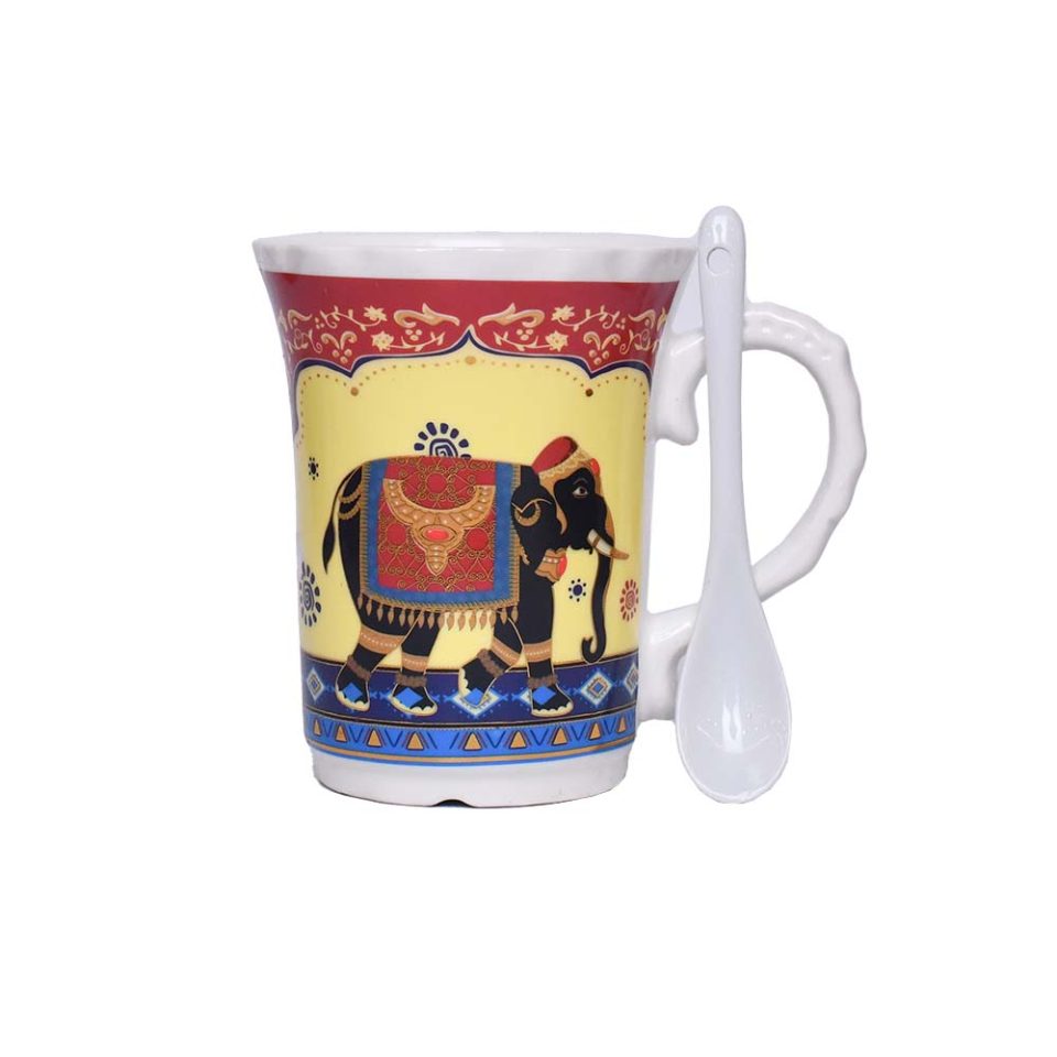 Ceramic Mug with spoon YELLOW 420 ML - photo 4