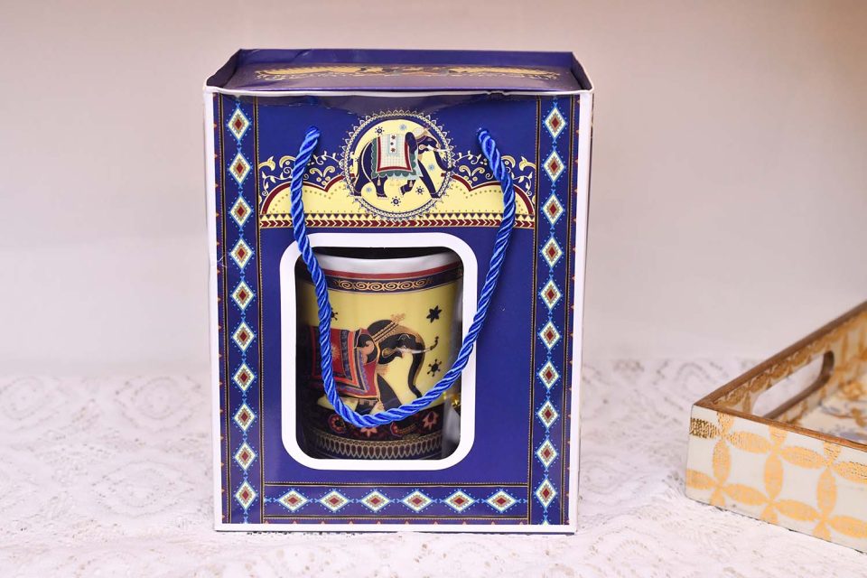 Ceramic Mug with spoon YELLOW 420 ML - photo 3