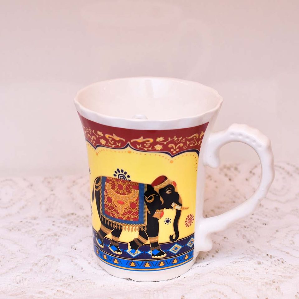 Ceramic Mug with spoon YELLOW 420 ML - photo 1