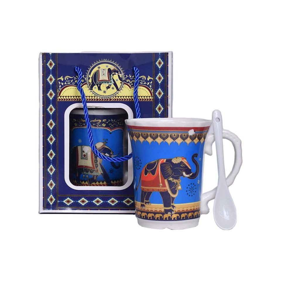 Ceramic Mug with spoon BLUE 420 ML - photo 6
