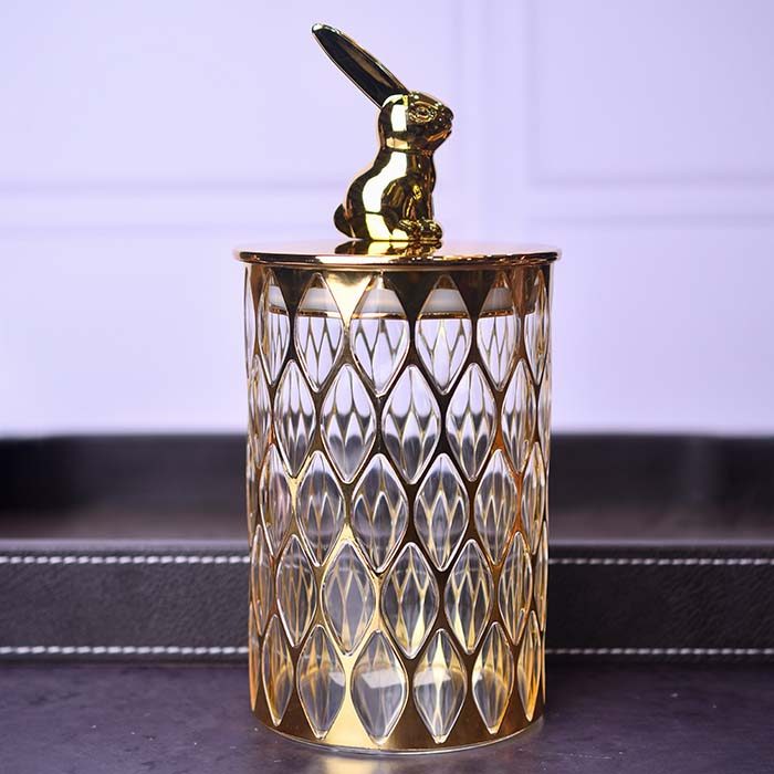 Acrylic Airtight Food canister Gold with Bunny lid - photo 1