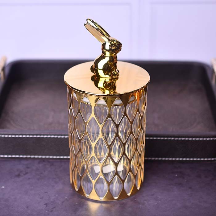 Acrylic Airtight Food canister Gold with Bunny lid - photo 3