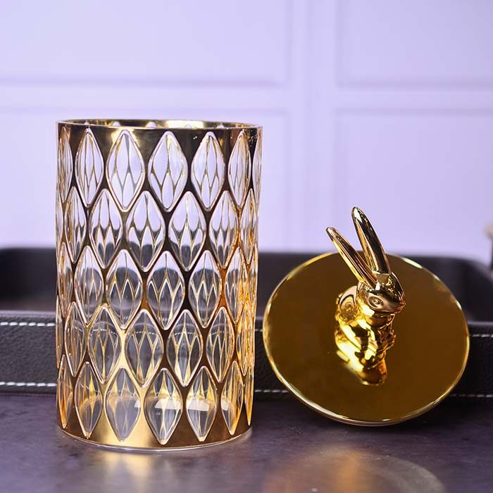 Acrylic Airtight Food canister Gold with Bunny lid - photo 2
