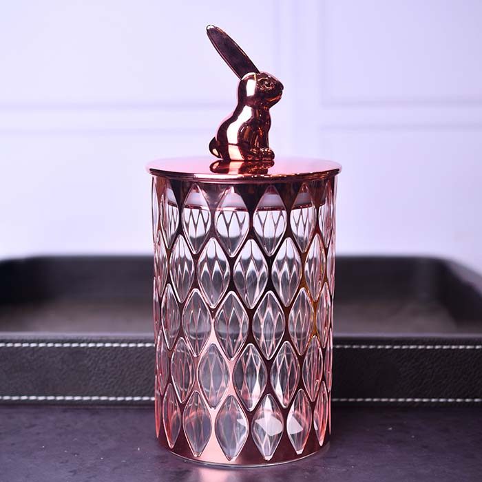 Acrylic Airtight Food canister Rose gold with Bunny lid - photo 1