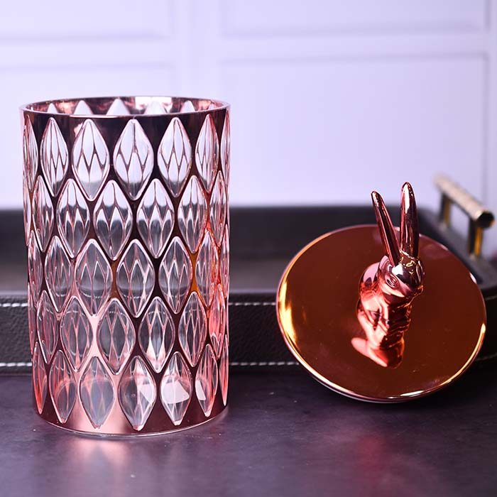 Acrylic Airtight Food canister Rose gold with Bunny lid - photo 2