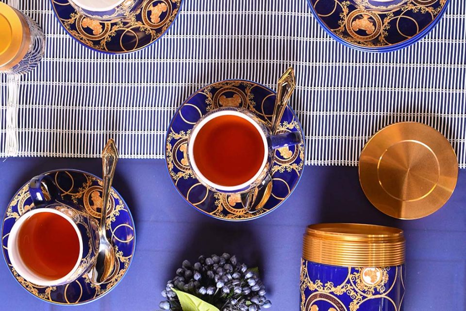 Cup and saucer Luxury design Blue+Gold | Set of 6 - photo 3