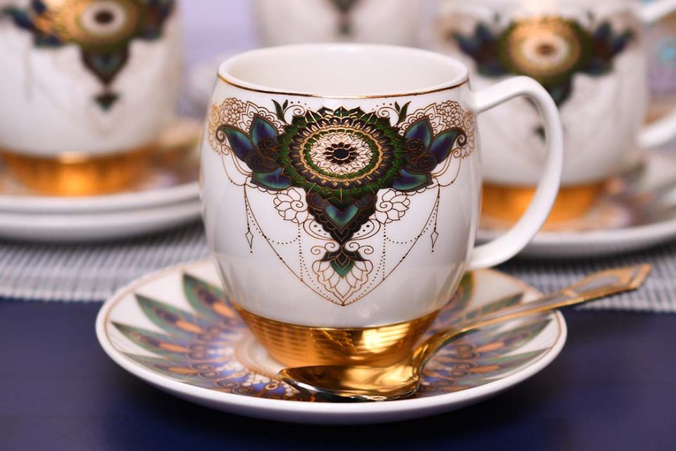 Cup and saucer Luxury design White+Gold | Set of 6 - photo 1