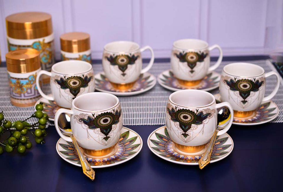 Cup and saucer Luxury design White+Gold | Set of 6 - photo 2
