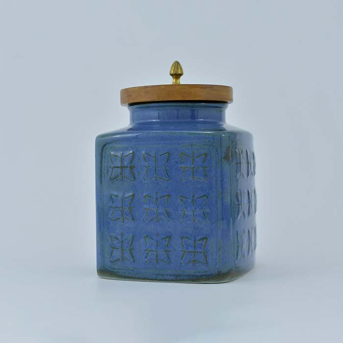 AART Handmade Terracotta Storage Jar (Square shape) Blue - photo 1