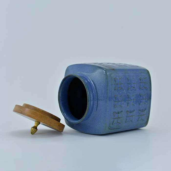 AART Handmade Terracotta Storage Jar (Square shape) Blue - photo 2